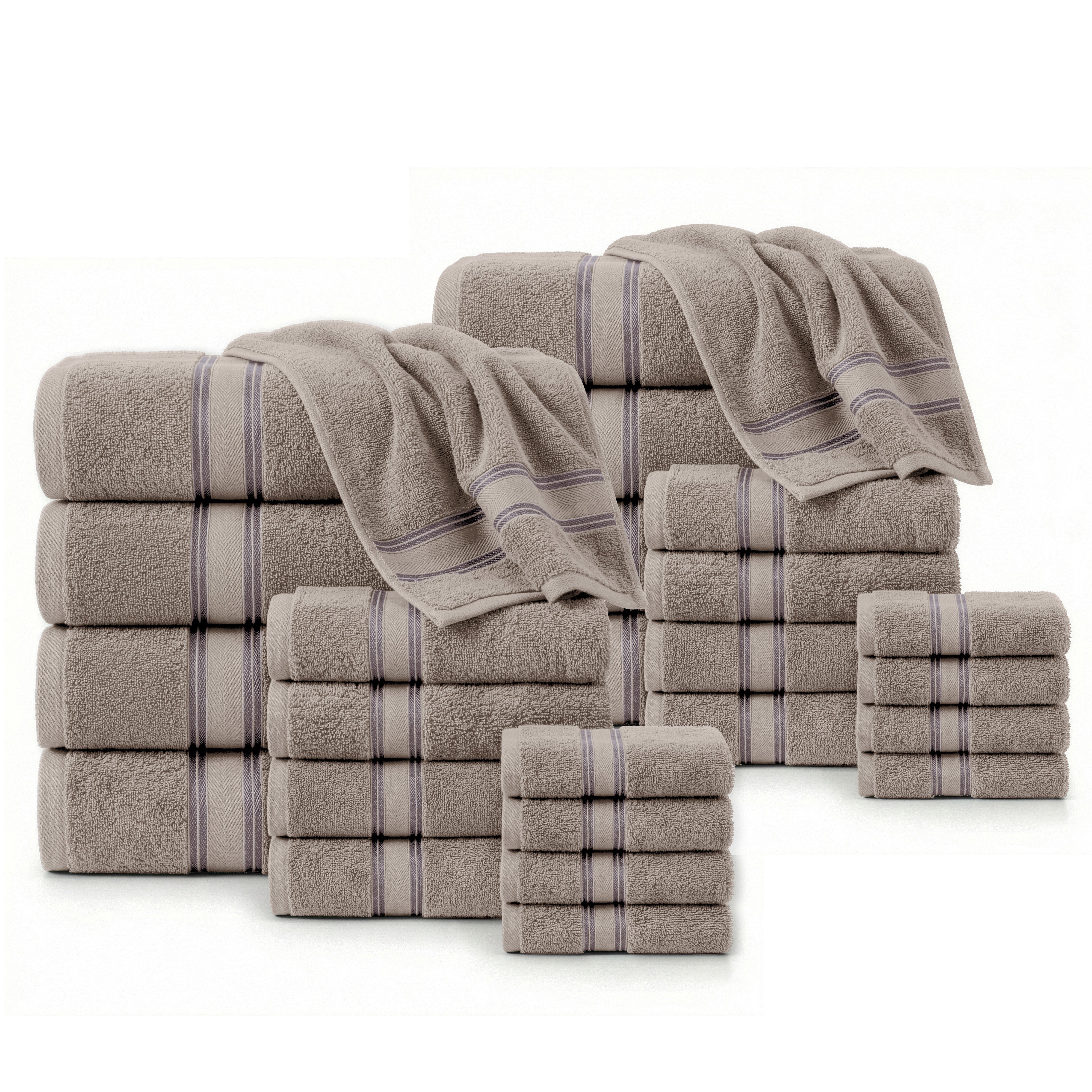 24 Piece 100% Cotton Towel Set 550GSM - Platinum
